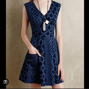 Anthropologie Plenty by Tracy Reese Navy Geometric Mini Dress